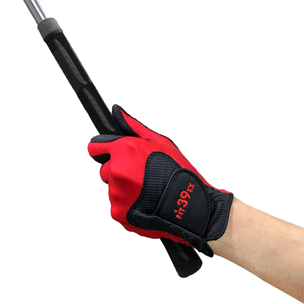 Stretch Breathable Washable Golf Glove with Slip Resistant Grip for Men Women-Red