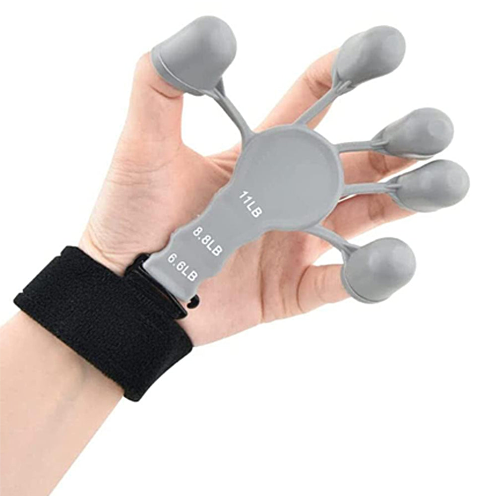 4Pcs Adjustable Finger Exerciser Hand Grip Strengthener-Black, Grey