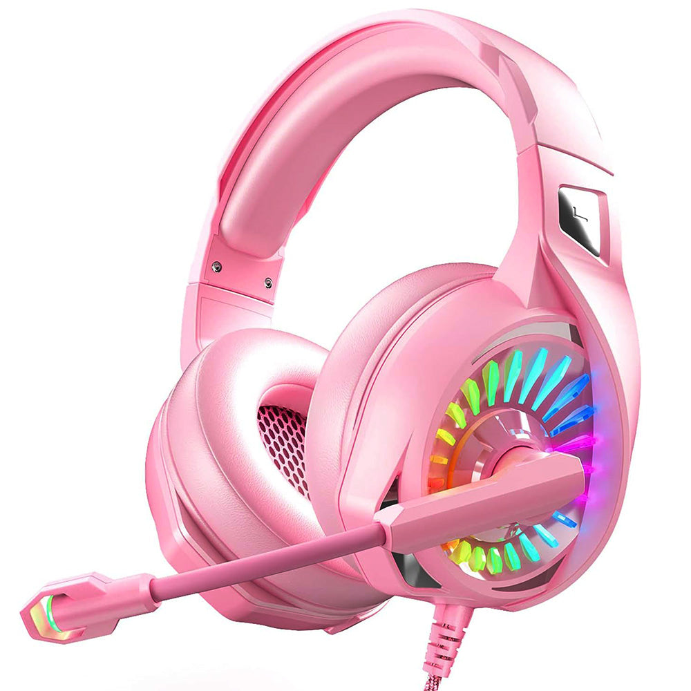 Wired Over-Ear Gaming Headset with LED RGB Lights and Mic