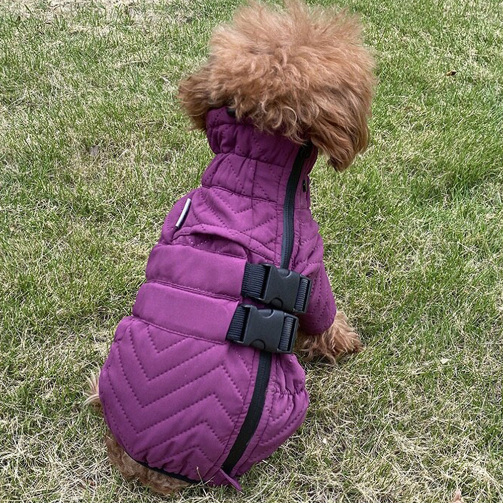 Dog Coat 4 Legs Covered Windproof Waterproof Dog Winter Jacket-Purple