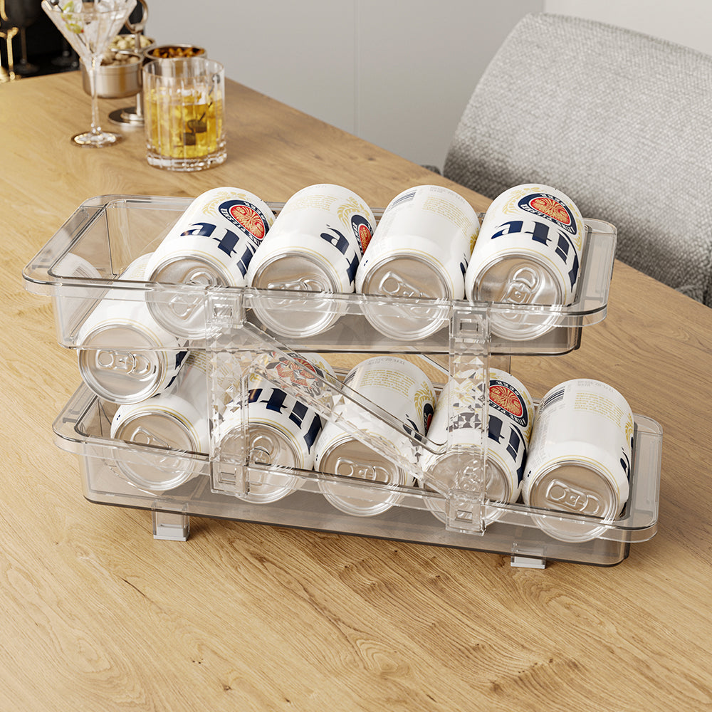 2Pcs Refrigerator Organizer Bin Adjustable Width Soda Can Storage Rack Container Drink Dispenser