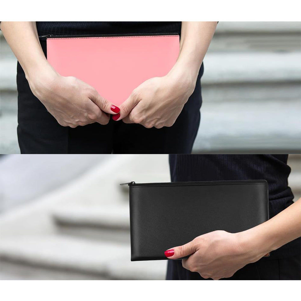 2Pcs PU Leather Zipper Security Cash Bag