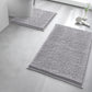 2 Piece Absorbent Bathroom Mat and U Shape Toilet Rug Set