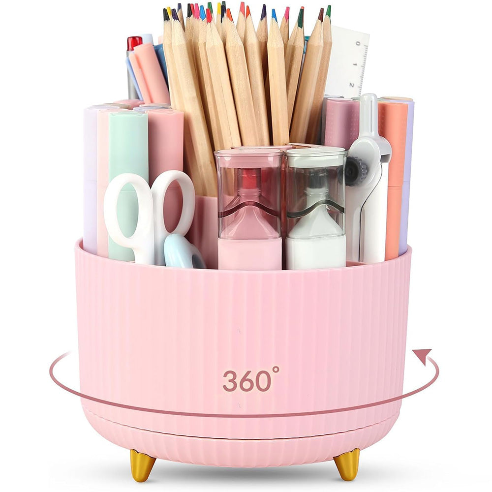 360 Degree Rotating Desk Organizer with 4 Slots For Pencil and Pen Holder