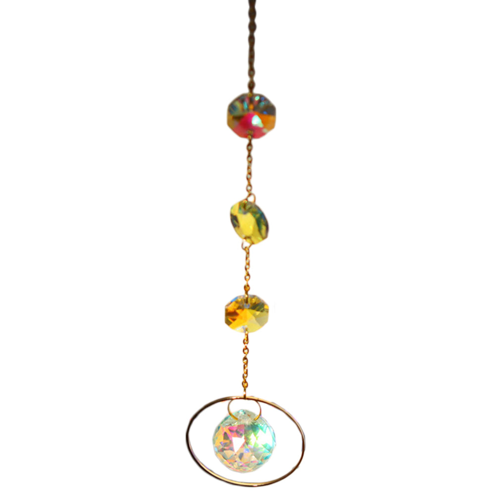 Rhinestone Hanging Sun Catcher Rainbow Prism Window Decor-Orange