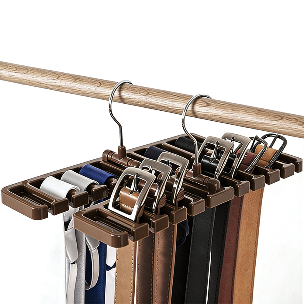 2Pcs Belt and Tie Hanger for Closet Organizer with 20 Hooks