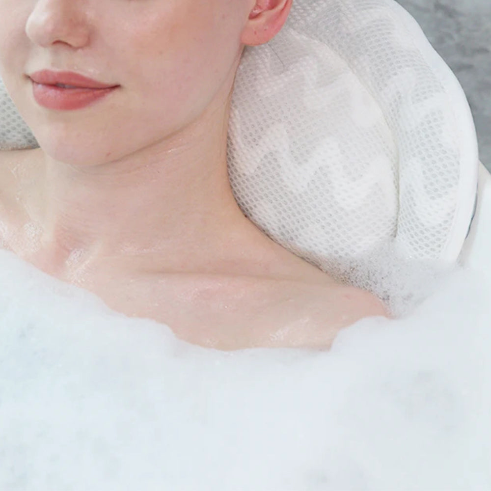 4D Mesh Bath Pillows With Suctions for Neck or Back Support