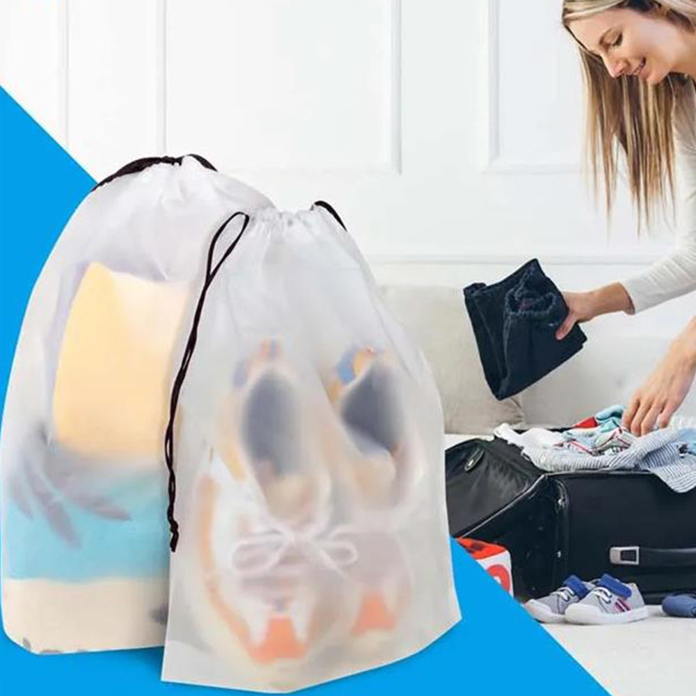 10Pcs 40x30cm Clear Drawstring Travel Shoe Storage Bags
