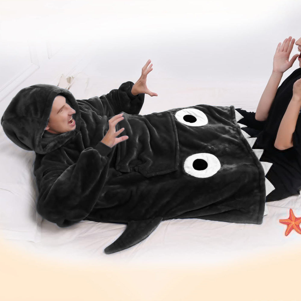 Shark Hooded Blanket Hoodie Wearable Flannel Suit