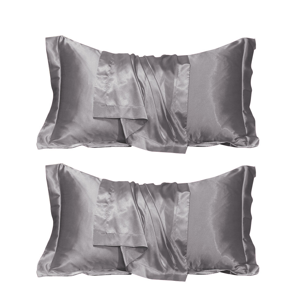 2Pcs 48x74cm Satin Pillowcase Solid Color Silk Soft Bedding Pillowcase