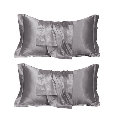 2Pcs 48x74cm Satin Pillowcase Solid Color Silk Soft Bedding Pillowcase