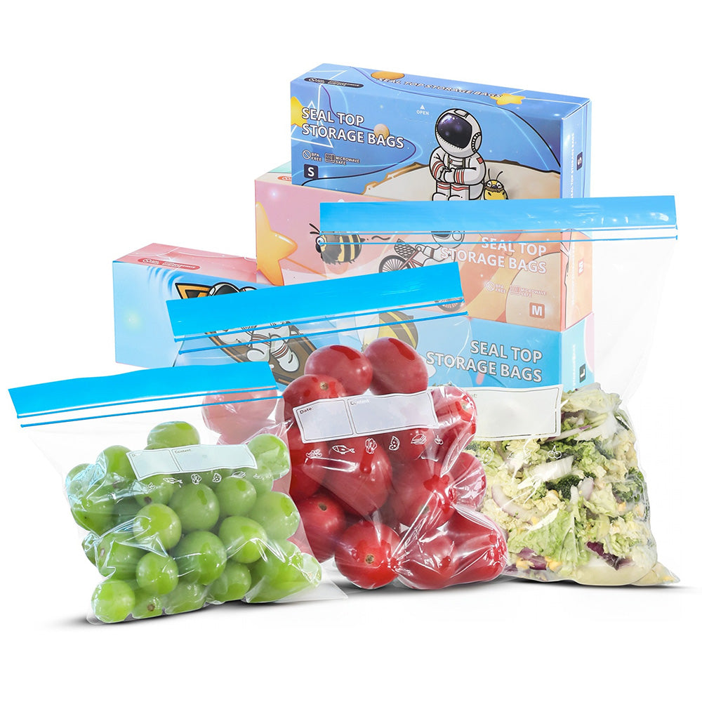 70Pcs Food Storage Bags with Double Zipper Seal Freezer Bags