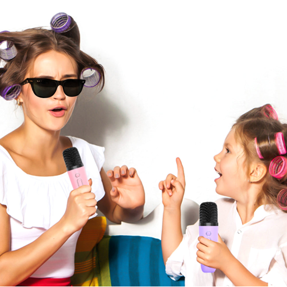 Karaoke Machine Portable Bluetooth Speaker With 2 Wireless Microphones
