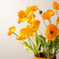 6Pcs 4 Head Artificial Poppy Flowers Papaver Rhoeas Flocking Stem Bouquet-White, Orange