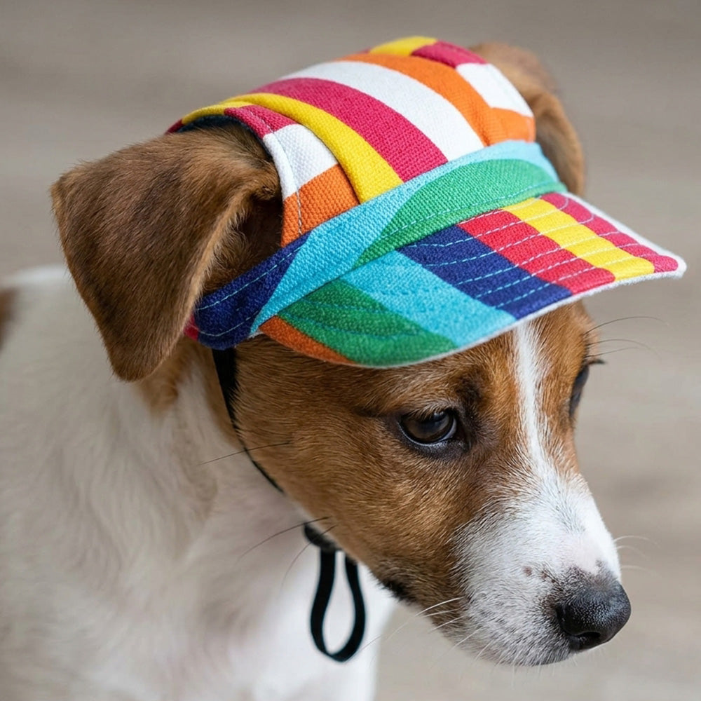 Fashion Dog Cat Pet Baseball Cap with Ear Holes and Adjustable Strap-Multicolour