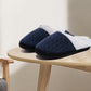 Indoor Non Slip Fuzzy Slippers for Women Warm Knitted House Shoes-Navy
