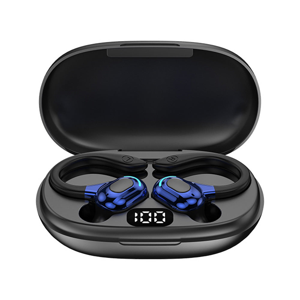 Wireless Bluetooth Earphones Over Ear Waterproof Sports Earbuds With LED Display Noise Cancelling Mic
