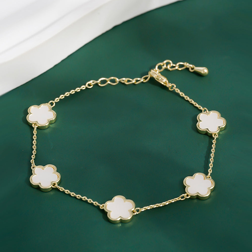 Elegant Clover Charm Bracelet Double Side Stainless Steel Tarnish-Free Bracelet