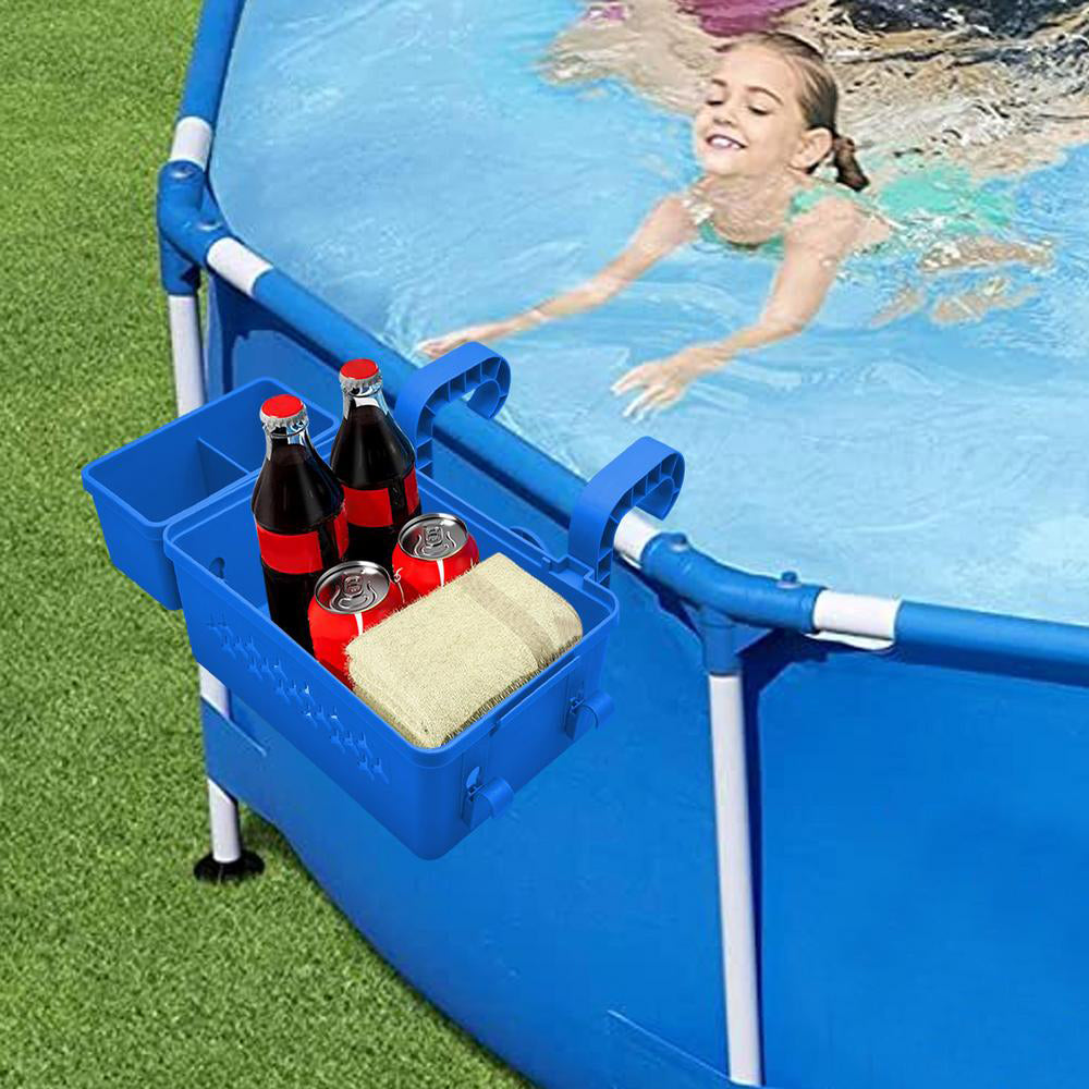 2Pcs Hanging Removable Poolside Storage Basket with Cup Holders