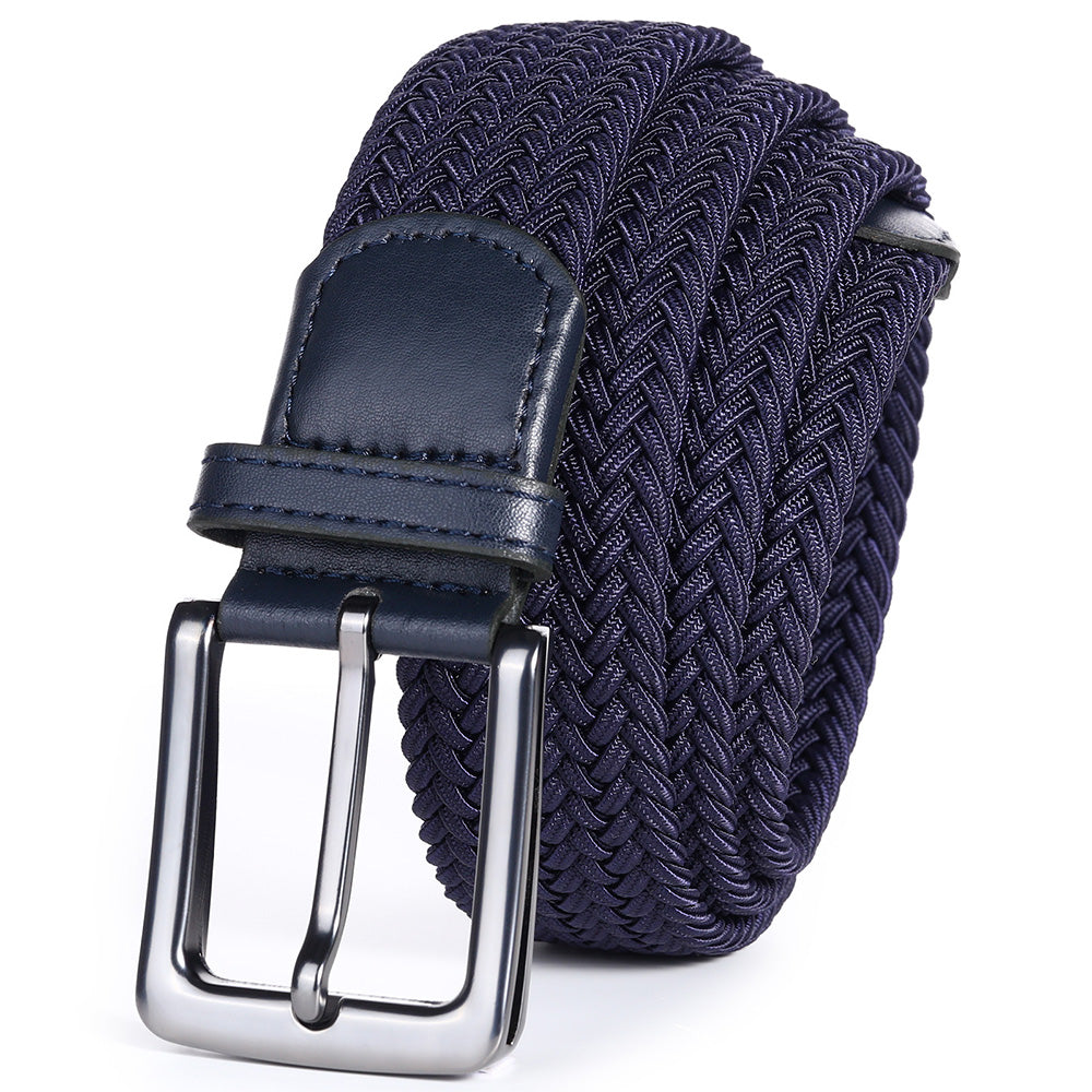 Elastic Braided Stretch Belt Adjustable Men Belt for Golf Pants Casual Shorts Jeans-Dark Blue