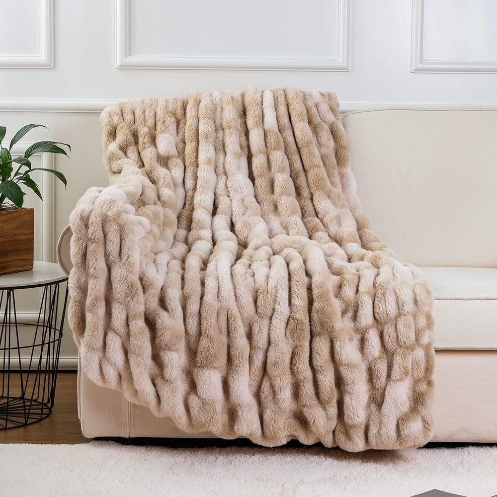 Bubble Tie Dye Throw Blanket Soft Cozy Microfiber Lightweight Warm for Couch-Khaki