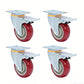 4XPolyurethane Caster Wheels with Brake Swivel Casters 3/4/5 Inch for Hand Trucks