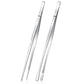 2 Pack 30cm BBQ Tongs Stainless Steel Round and Straight Head for Grilling Cooking