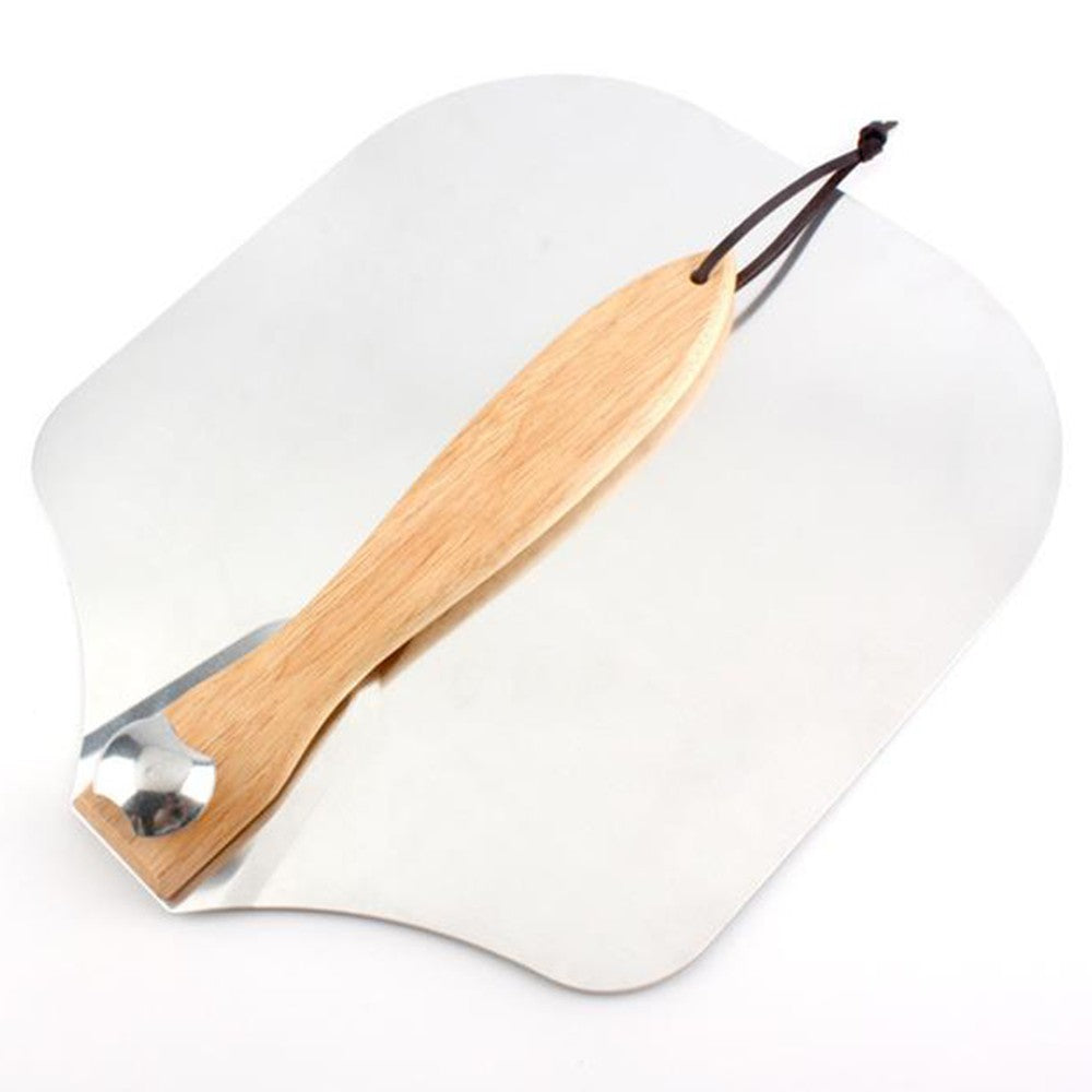 2Pcs 35.5x30.5CM Aluminum Pizza Spatula with Foldable Wooden Handle Pizza Peel Set