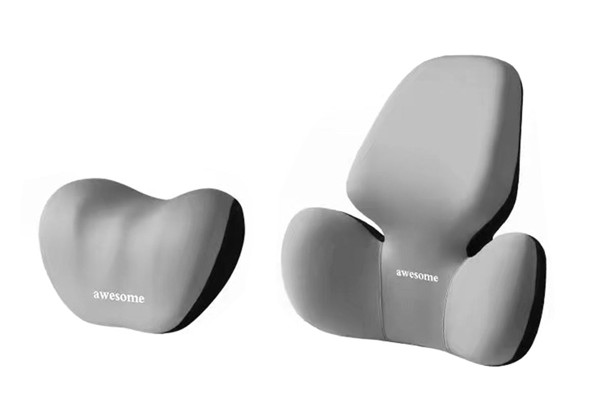 Car Headrest and Lumbar Support Set Memory Foam Driving Cushion