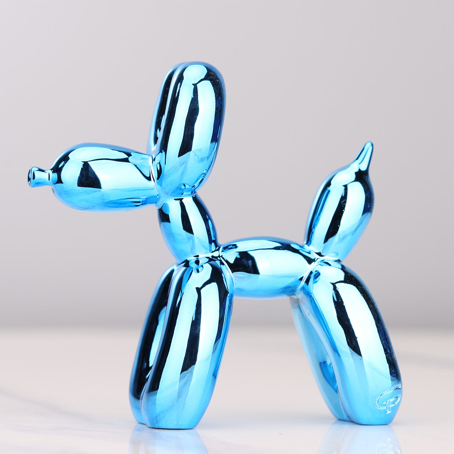 Electroplated Silver Resin Balloon Dog Statues Cute Home Decor Ornaments
