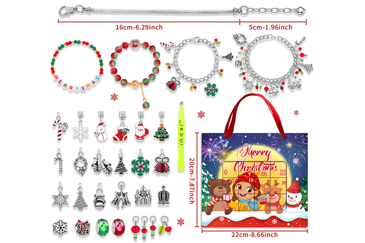 2025 Christmas Advent Calendar Bracelet Blind Box Kit DIY Charm Bracelets Gift