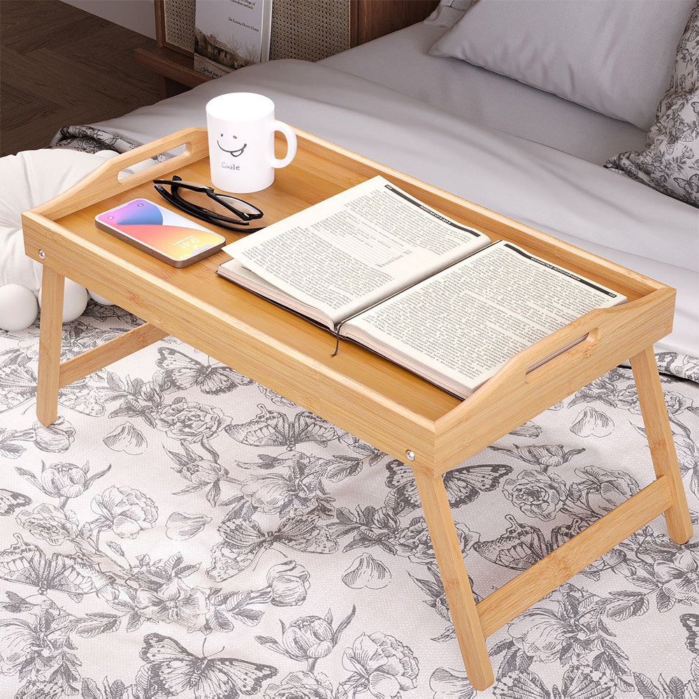 Mini Folding Bamboo Table Laptop Desk Multipurpose Side Tea Tray