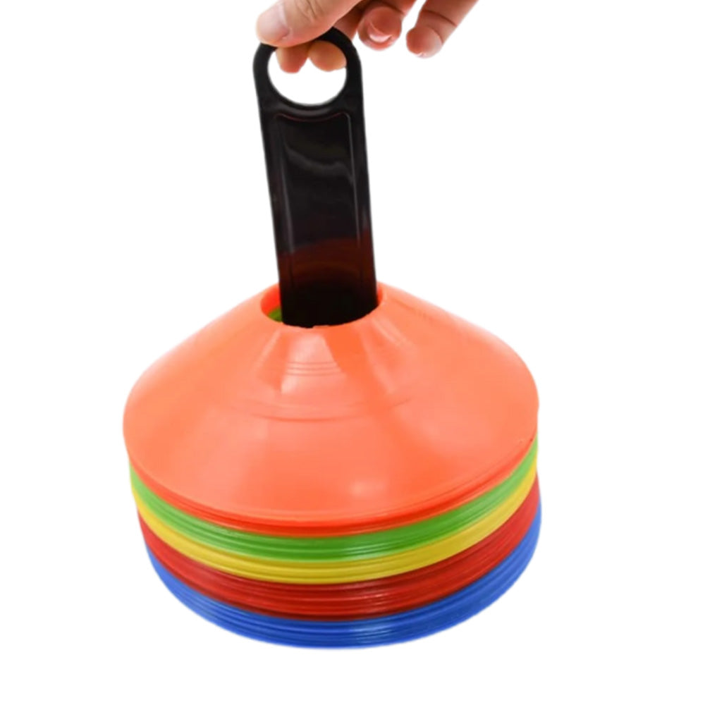 50pcs Soccer Cones With Portable Bags And Brackets Sports Training Discs Markers Cones