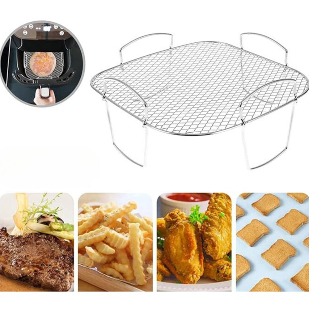 Stainless Steel Air Fryer Grill Rack Baking Tray Dehydrator Accessory