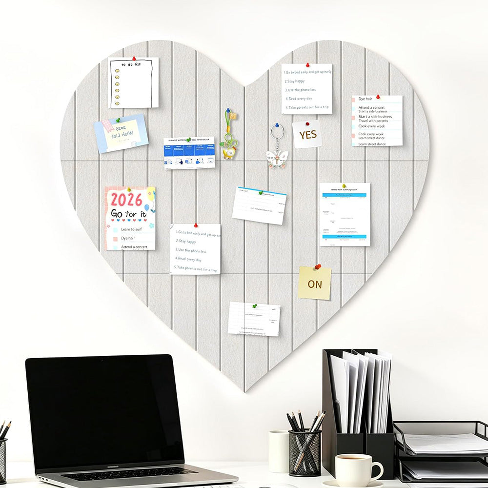 75x74cm Heart Shaped Felt Photo Message Display Board with Adhesive Dots
