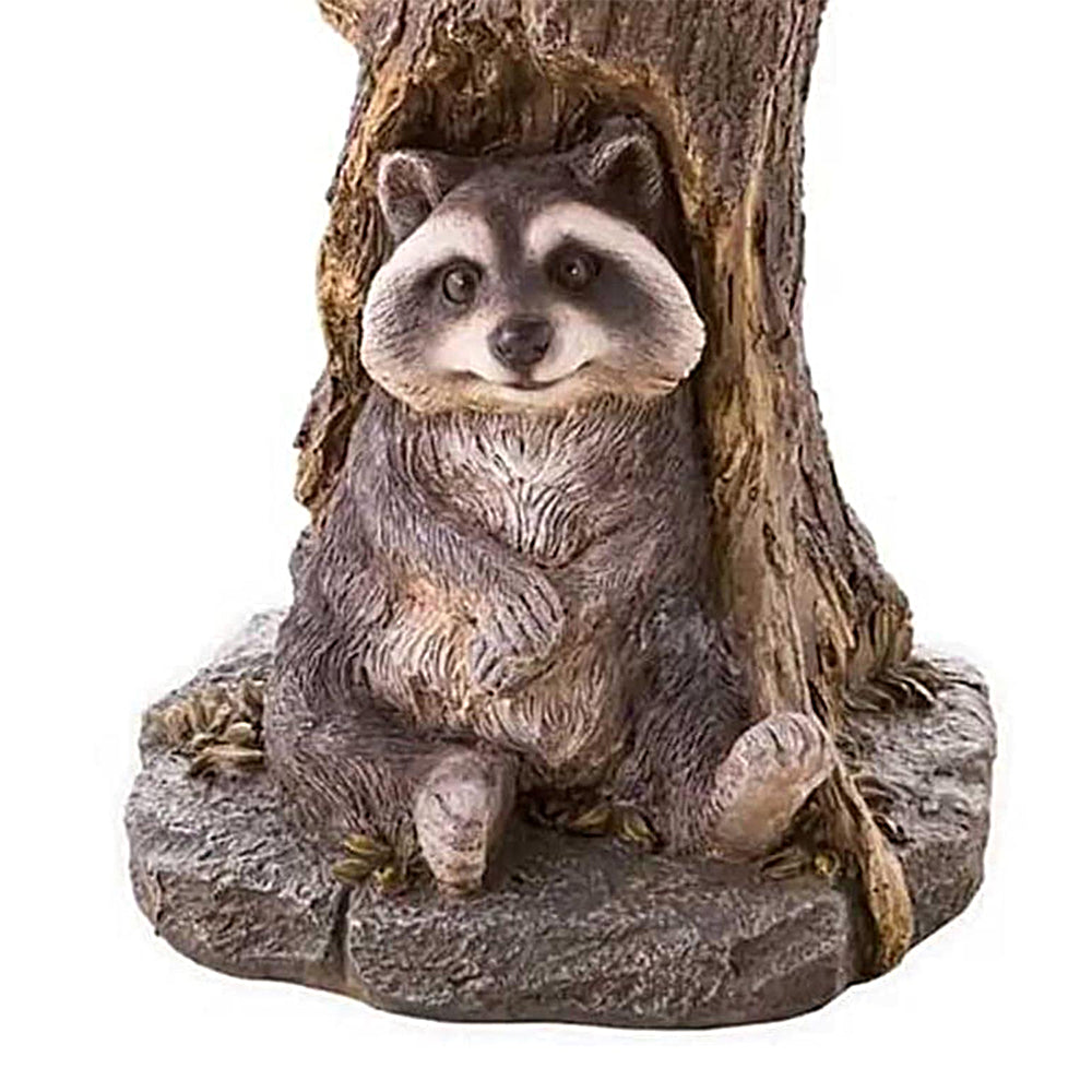 Garden Animal Figurine Resin Bird Water Feeder-Raccoon