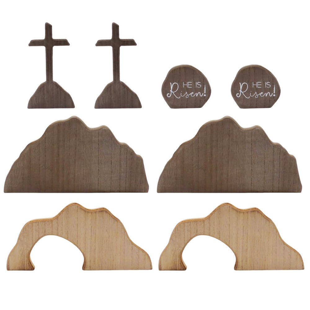 Easter Empty Tomb Easter Scene And Cross Decoration Wood Easter Resurrection Scene For Tiered Tray