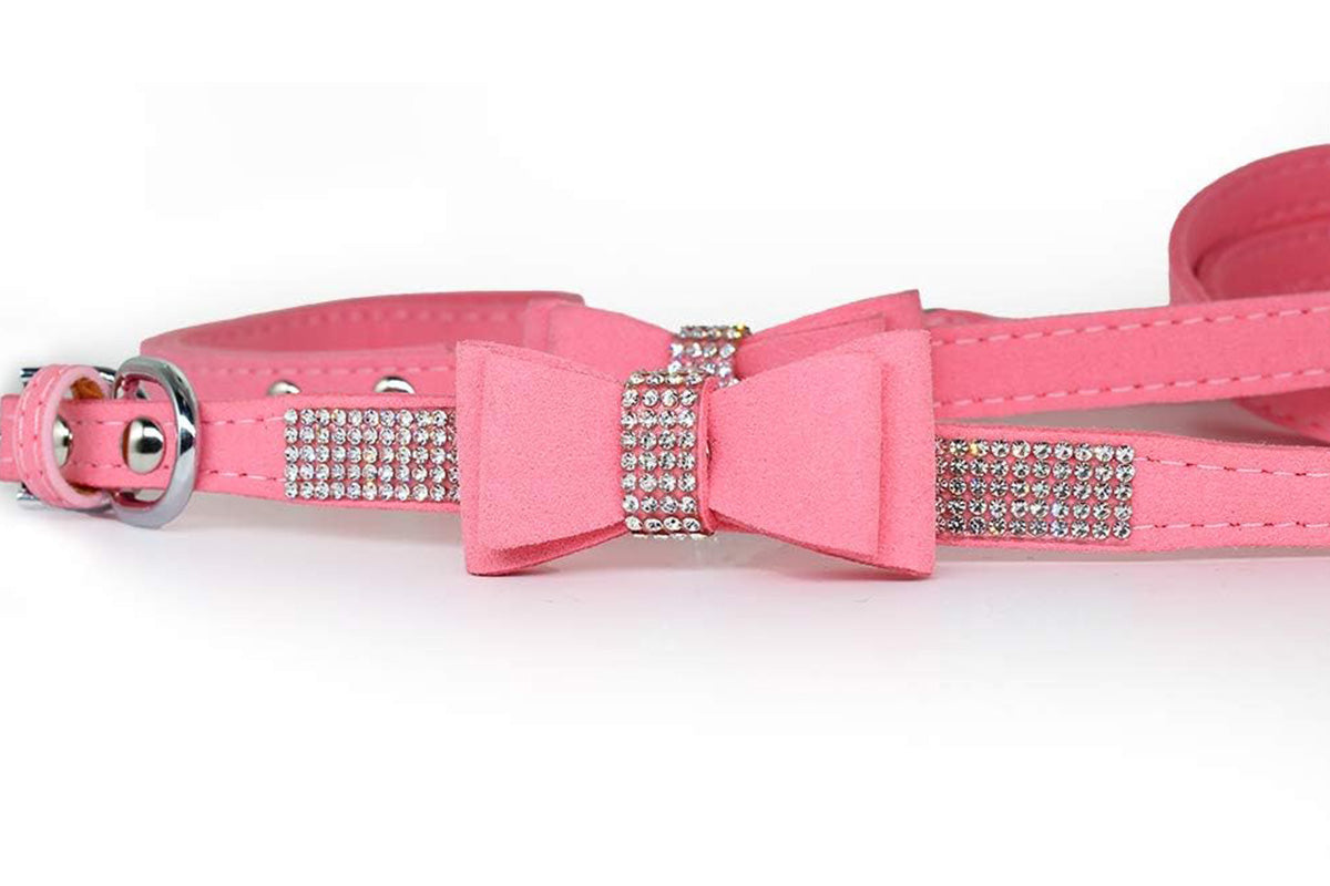 Dazzling Embellishments Dog Leashes and Collars with Bow Knot for Small Dogs Puppy