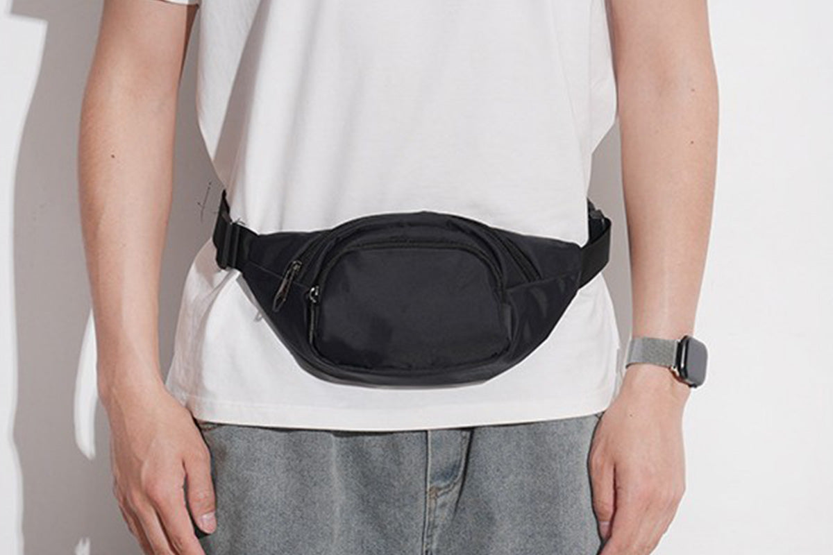 Waist Bag With 3 Zipper Pockets Crossbody Bag Unisex Large Fanny Pack For Travel Holiday