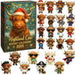 2D Highland Cow Advent Calendar 24 Days Christmas Countdown Calendar for Xmas Tree
