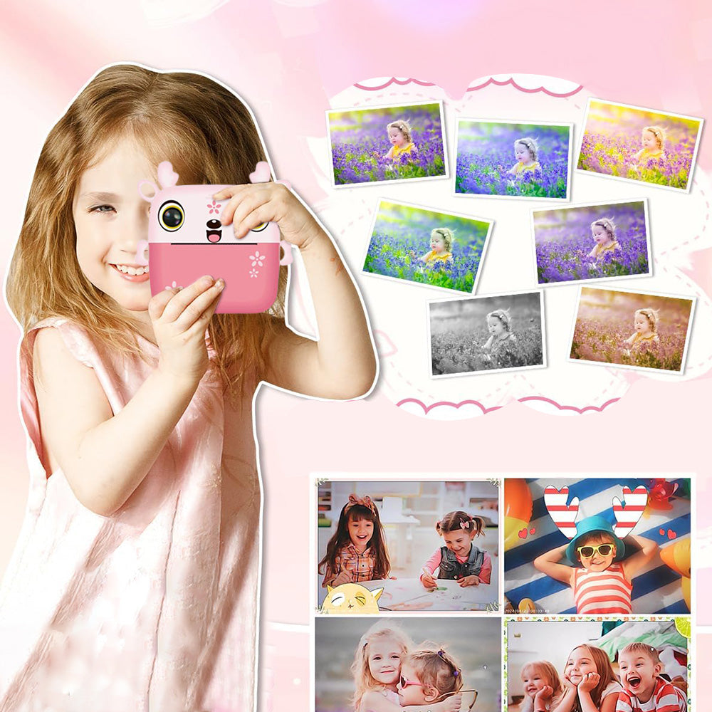 Kids Instant Camera Dual Camera Print Cam 1080P Video Recorder Camera