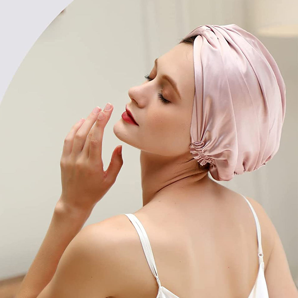 100% Silk Bonnet Sleep Cap for Women Hair Care Adjustable Knotted Turban Hat