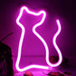 LED Cat Rainbow Neon Sign Lights Bedside Night Light Lamp Bedroom Wall Decoration