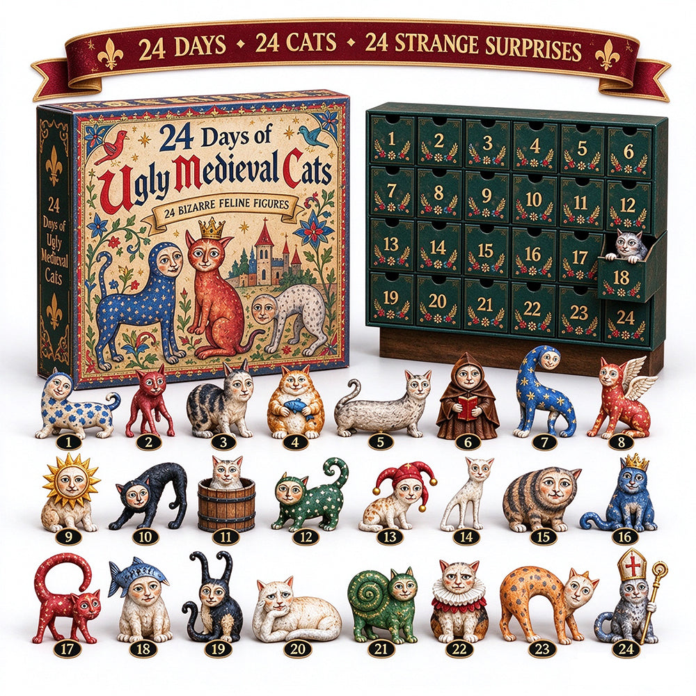 2D Acrylic Advent Calendar with 24 Cat Ornaments for Christmas Holiday Decor