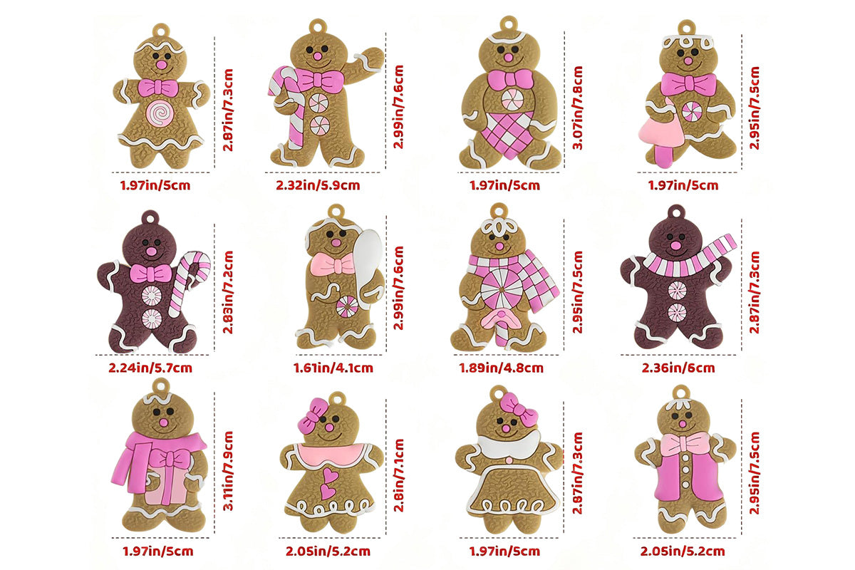12PCS Gingerbread Man Christmas Decoration For Tree Hanging Pendant For Christmas Tree