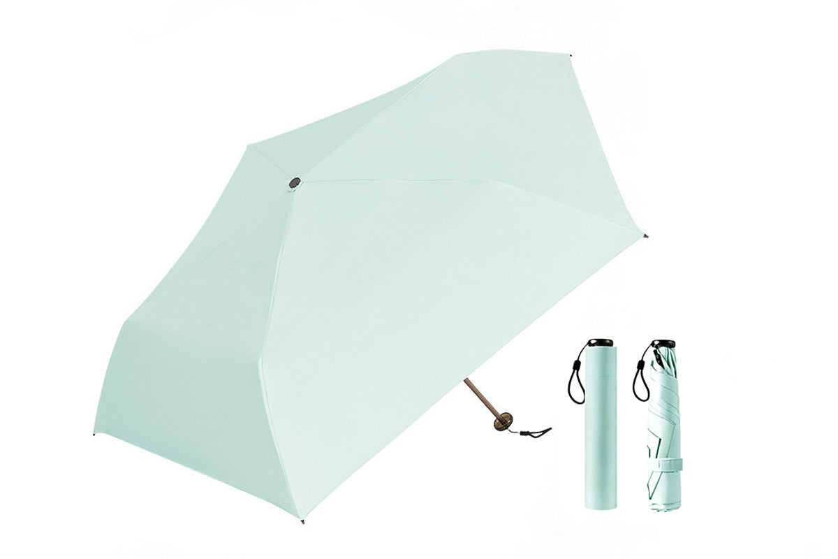 Black Coated Compact Folding Umbrella Lightweight Portable Pocket Umbrella