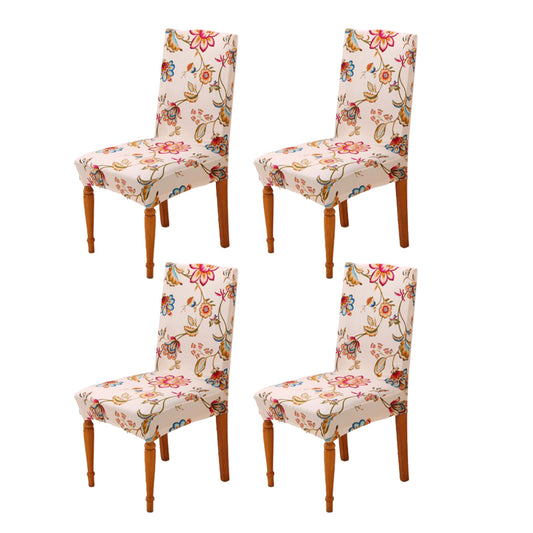 4Pcs Stretch Dining Chair Slipcover-Flowers