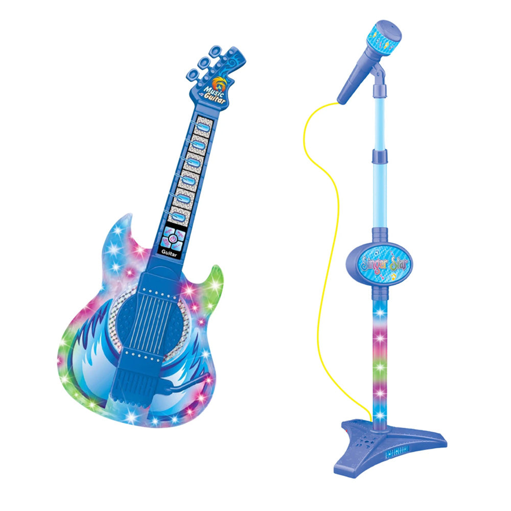 2 in 1 Guitar Microphone Toy with Color Lights for Ages 4 Plus