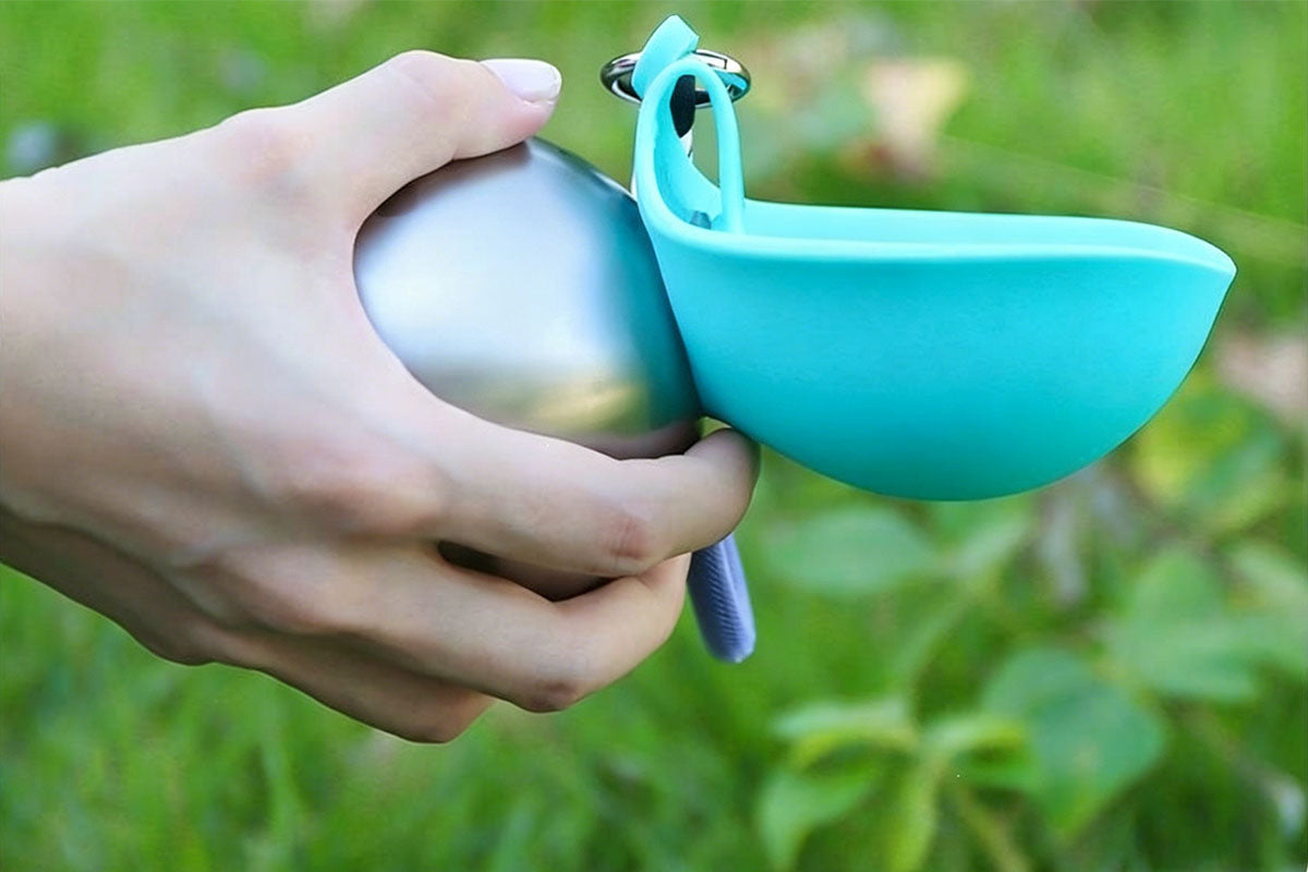 285ML Leak-Proof Stainless Steel Pet Water Bowl Portable Dog Water Bottle with Silicone Cover Pet Travel Water Dispenser