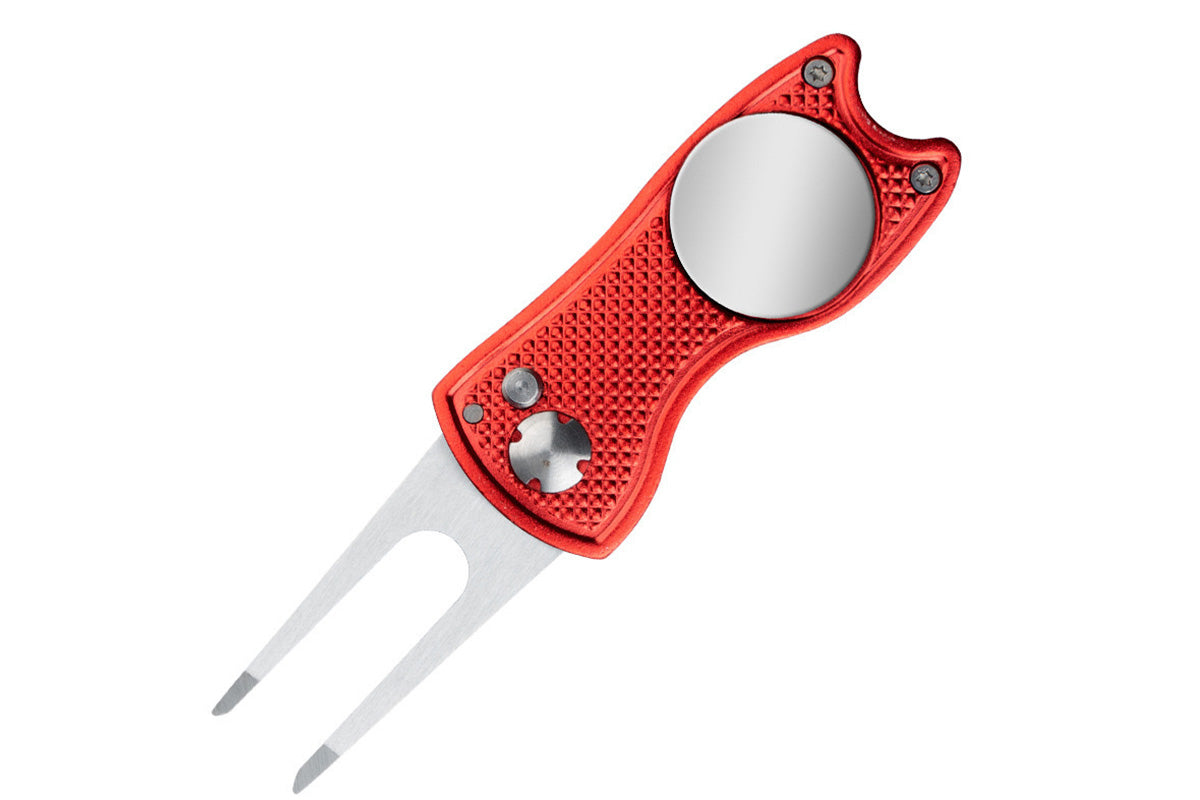 2PCS Golf Divot Repair Tool Putt Alignment Ball Marker Pop-up Fork Tine